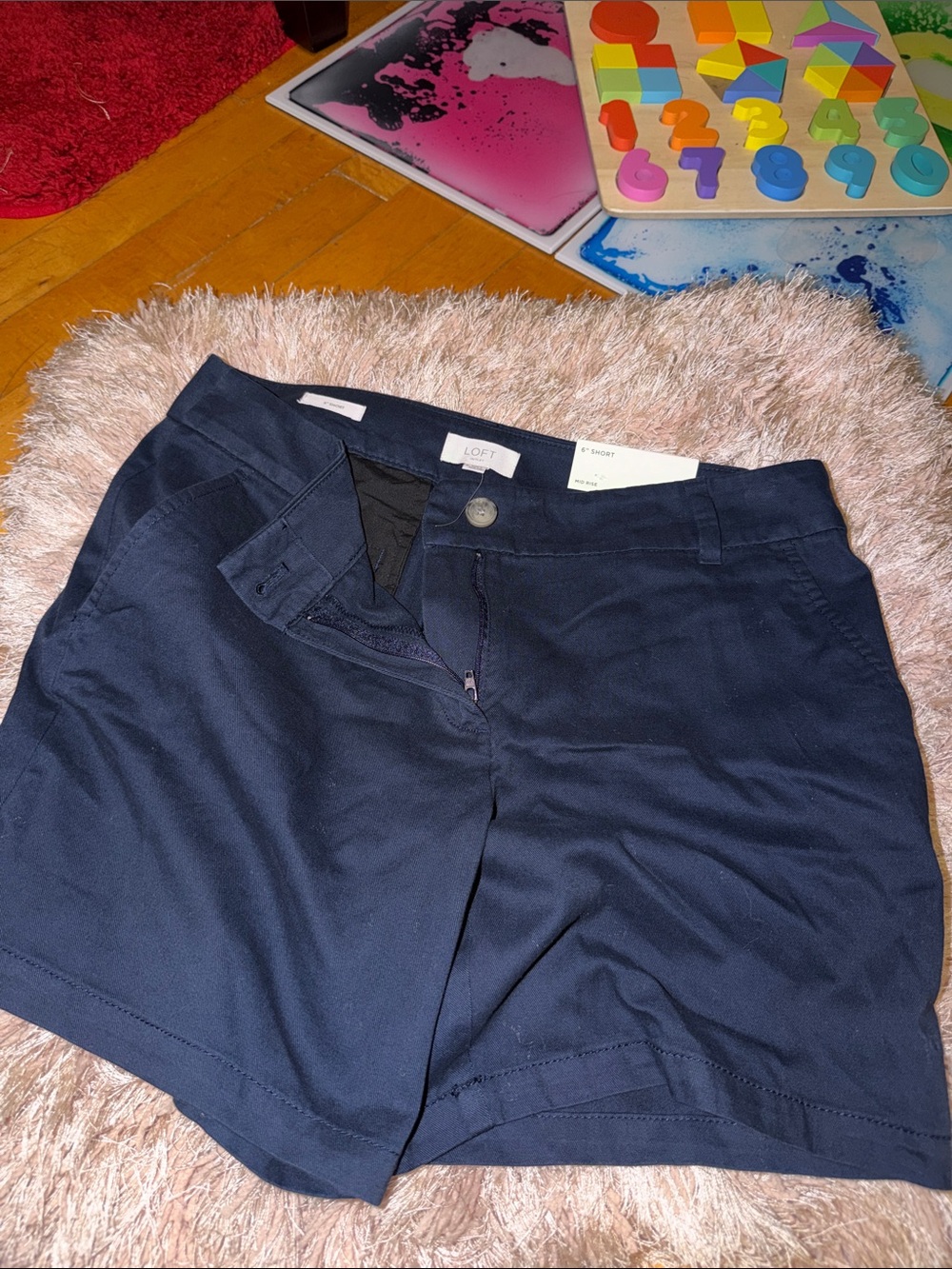 LOFT Navy Chino Bermuda Shorts